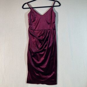 Ababalaya Dress‎ Women's Small Dark Red Velvet Babydoll Romantic Mini